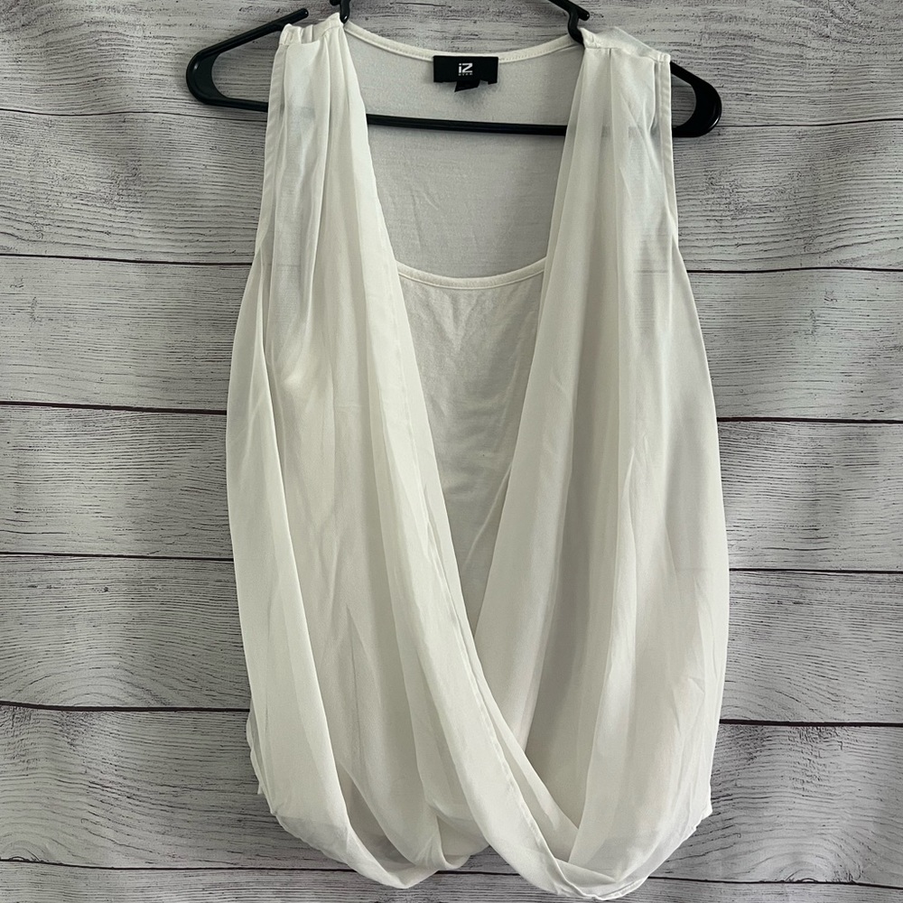 Sleeveless Sheer White Blouse